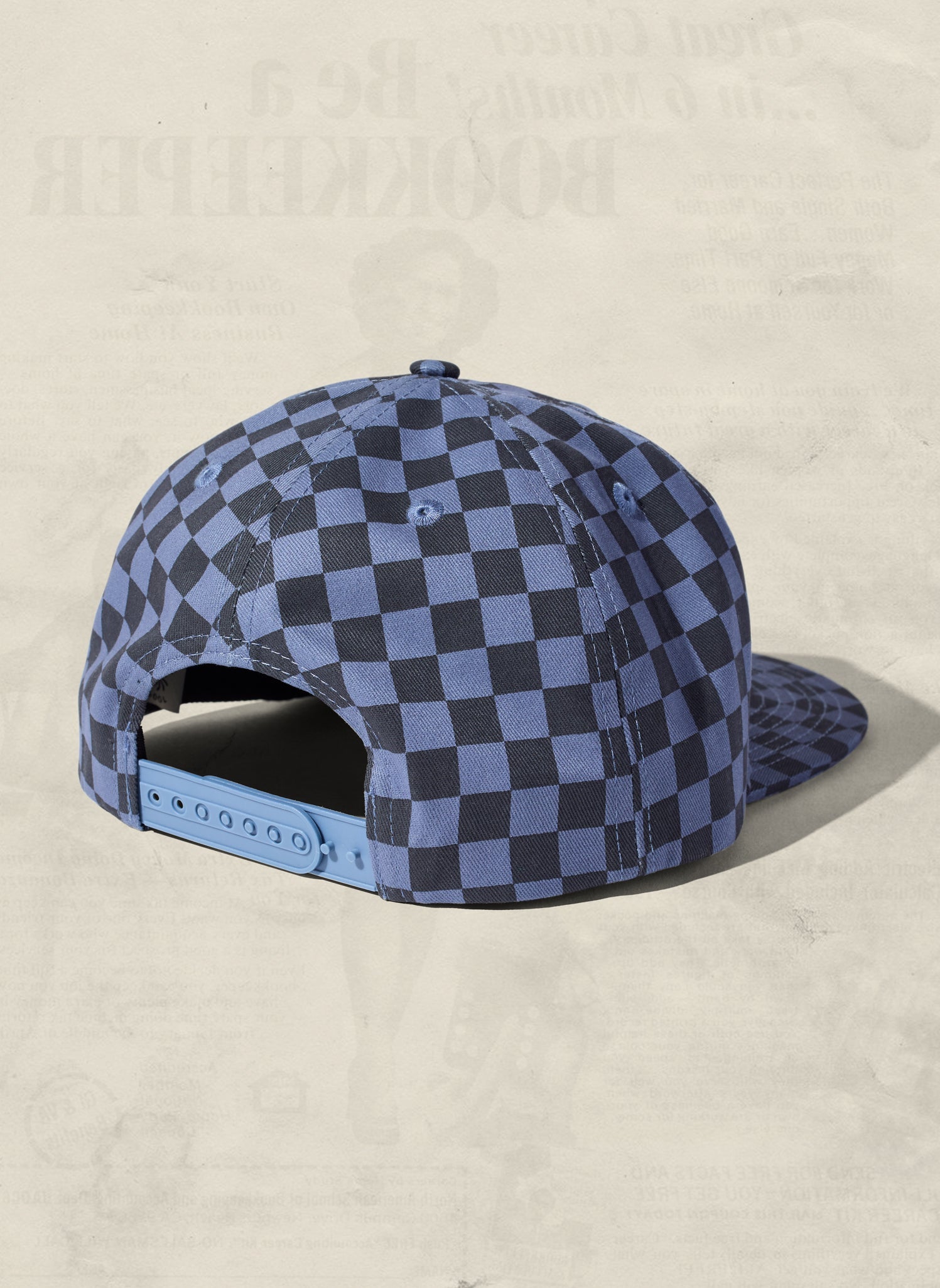 Tonal Checkerboard Cotton Twill Snapback Hat with Adjustable Clasp