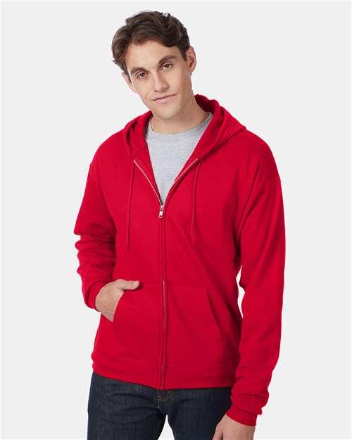 Hanes EcoSmart® Full‑Zip Hooded Sweatshirt – Sustainable Unisex Fleece