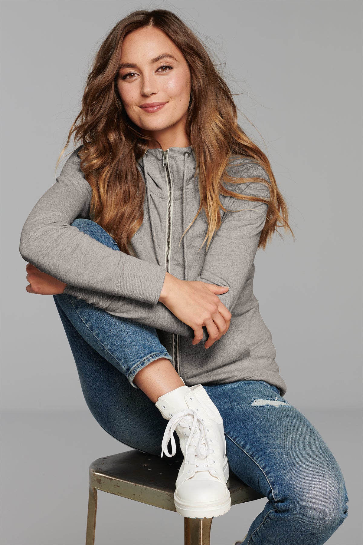 District Women's Featherweight French Terry Full-Zip Hoodie Lightweight Blend