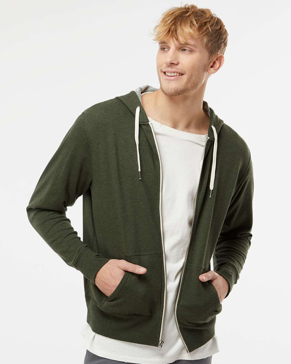 Independent Trading Co. Unisex Heathered French Terry Full-Zip Hoodie Slim