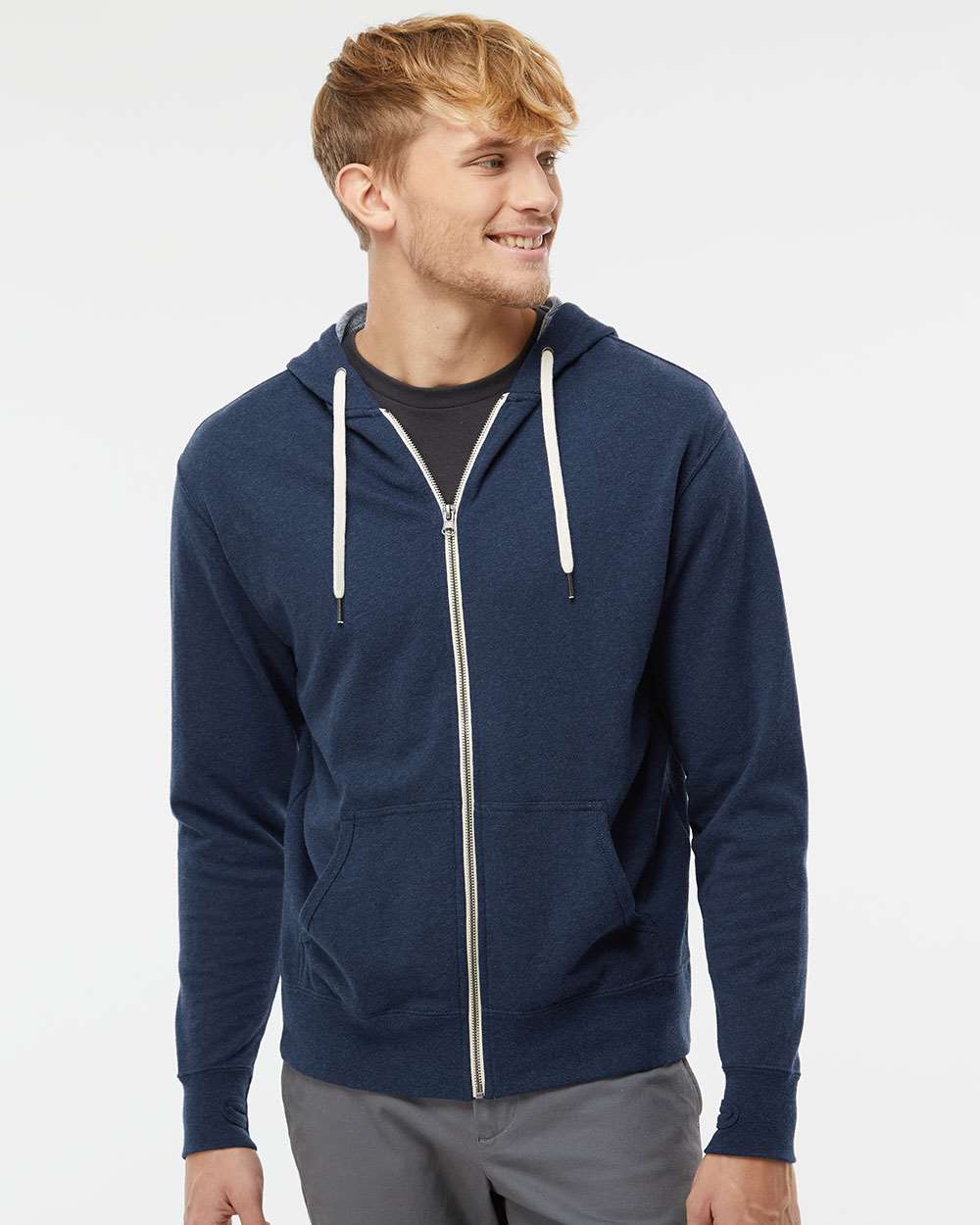 Independent Trading Co. Unisex Heathered French Terry Full-Zip Hoodie Slim