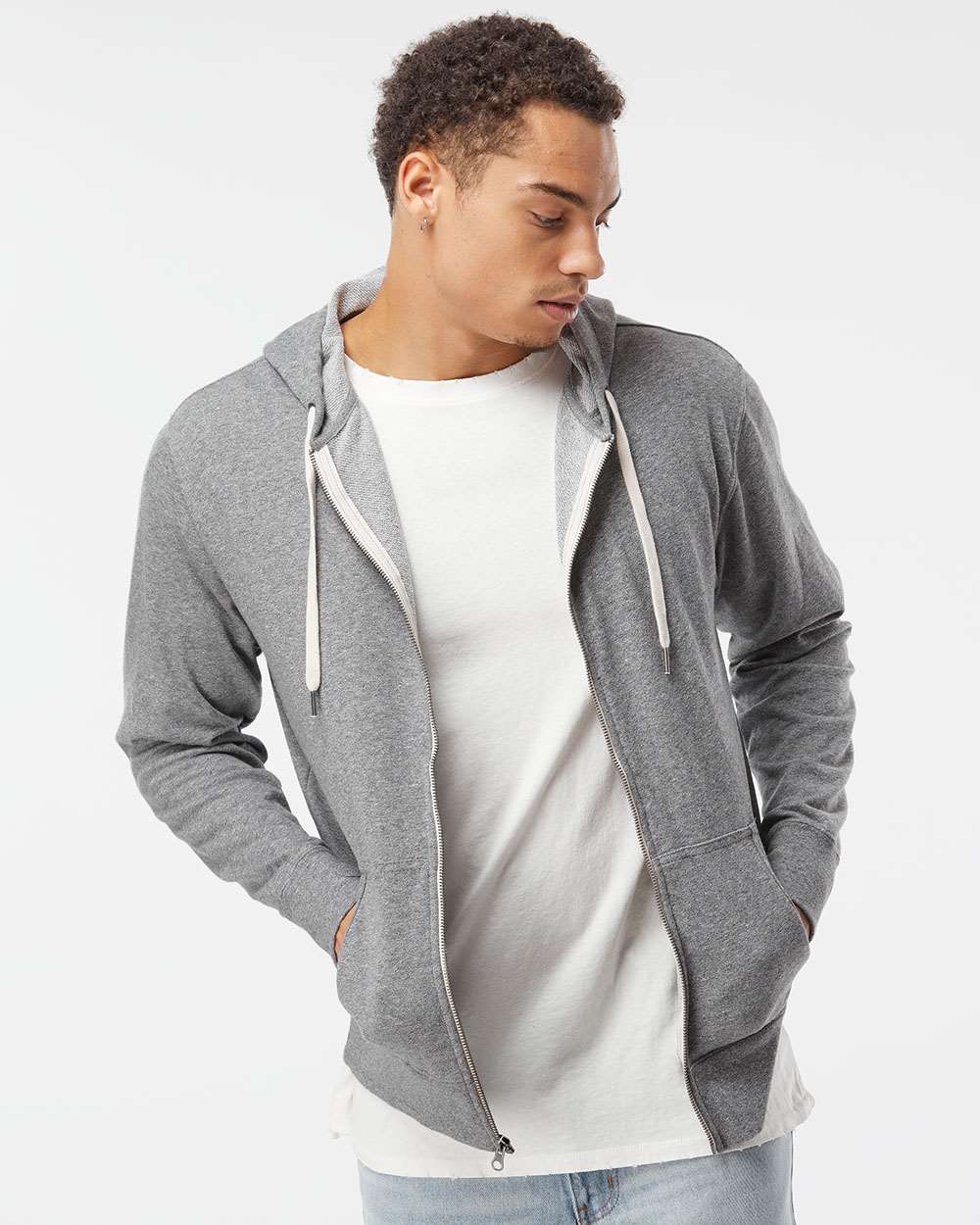 Independent Trading Co. Unisex Heathered French Terry Full-Zip Hoodie Slim