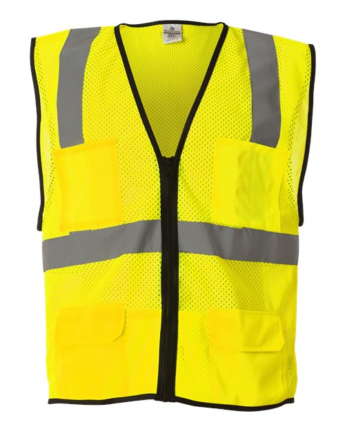 Kishigo Unisex Economy High-Visibility Mesh Safety Vest with 6 Pockets