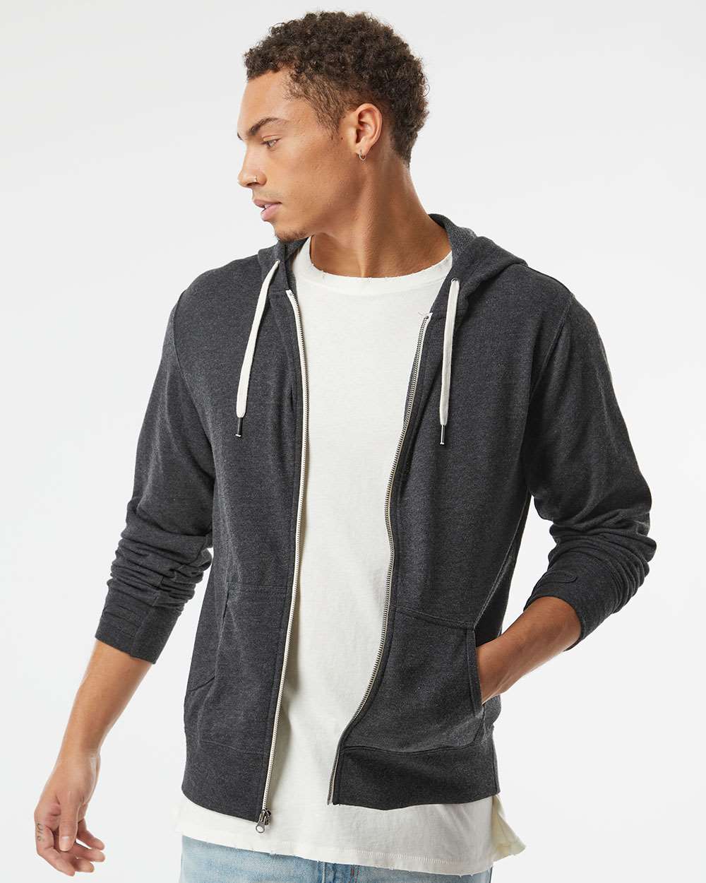 Independent Trading Co. Unisex Heathered French Terry Full-Zip Hoodie Slim