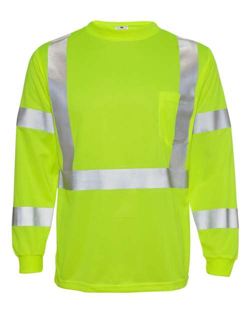 Kishigo Unisex Class 3 High-Visibility Long Sleeve Safety T-Shirt - Moisture-Wicking