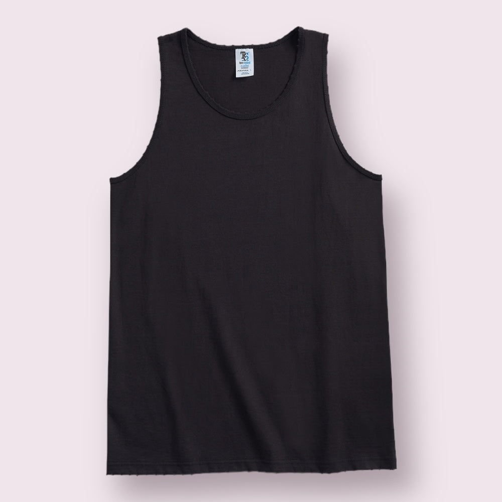 Hand Distressed Heavyweight Cotton Tank Top Reactive Dyed Tear-Away Label