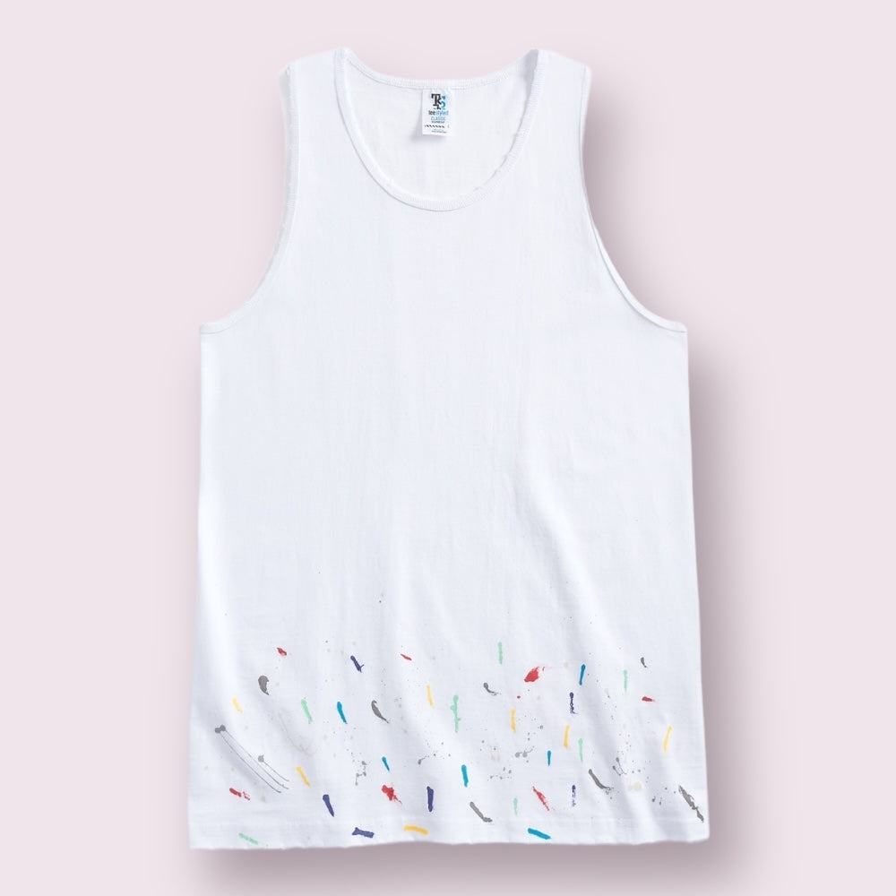 Hand-Painted Los Angeles Heavyweight Cotton Tank Top Paint Drips