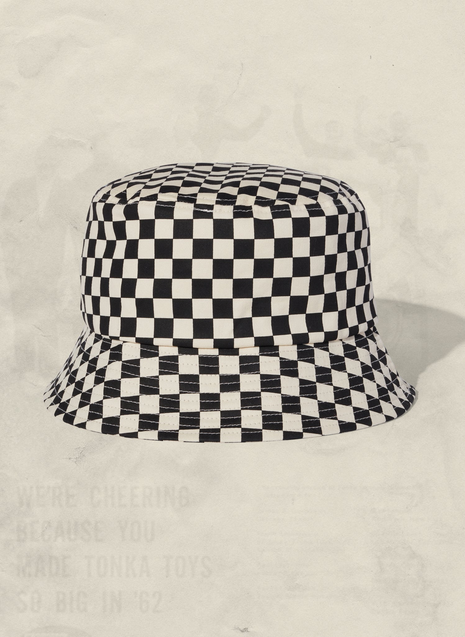 Vintage Checkerboard Cotton Twill Bucket Hat - One Size Fits All