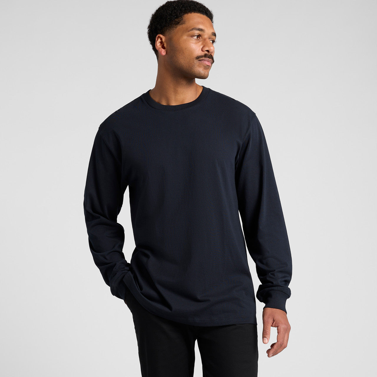 Men's Premium Carded Cotton Block Long Sleeve Tee Shirt Durable Comfortable Fit