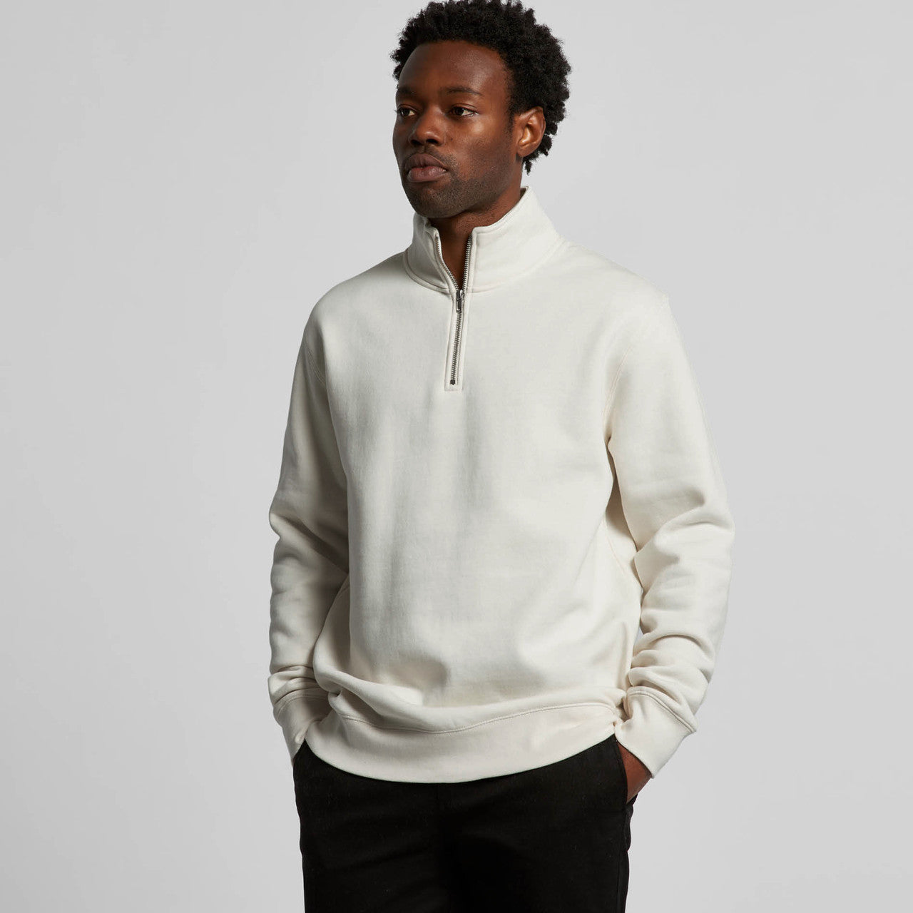 AS Colour Men's Stencil Half-Zip Crewneck Sweatshirt - Durable Anti-Pill Fleece