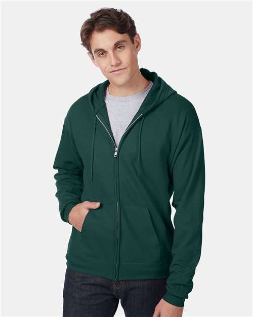 Hanes EcoSmart® Full‑Zip Hooded Sweatshirt – Sustainable Unisex Fleece