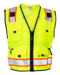 Kishigo Unisex Zippered Mesh Economy Class 2 Vest Lime Orange