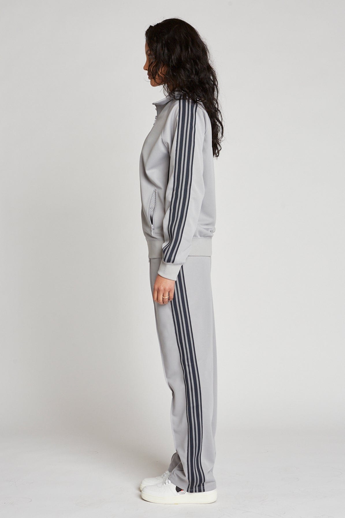 Premium Heavyweight Polyester Track Jacket with Custom Knit Taping and Two-Way Zipper