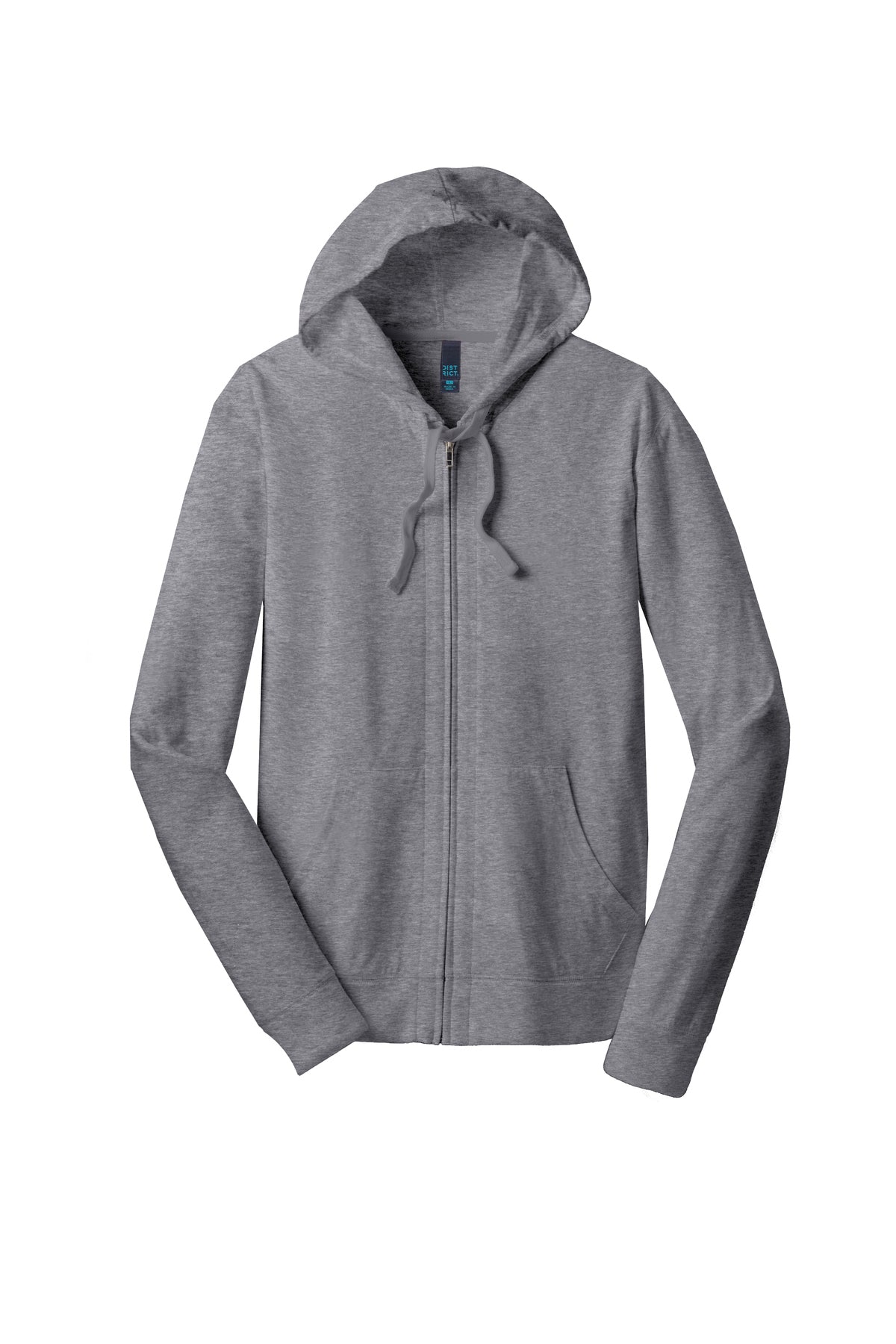 District Jersey Full-Zip Hoodie Lightweight 60/40 Cotton-Poly Layerable Classic Fit