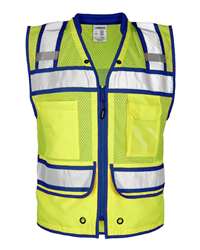 Kishigo Men's Color Contrast High Performance Surveyors Vest – Lime, Pink, Red, Royal Blue