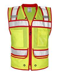 Kishigo Men's Color Contrast High Performance Surveyors Vest – Lime, Pink, Red, Royal Blue