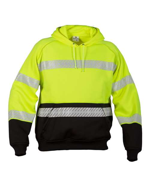 Kishigo Unisex High-Visibility Hooded Sweatshirt with Black Accents ANSI Class 3