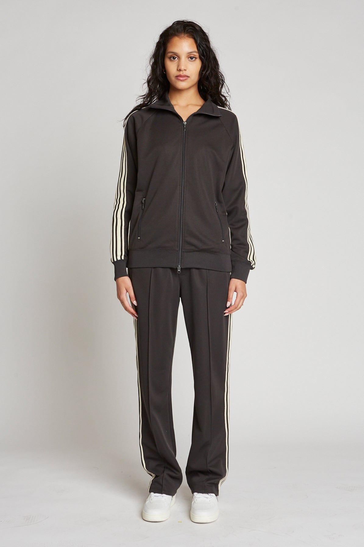 Premium Heavyweight Polyester Track Jacket with Custom Knit Taping and Two-Way Zipper