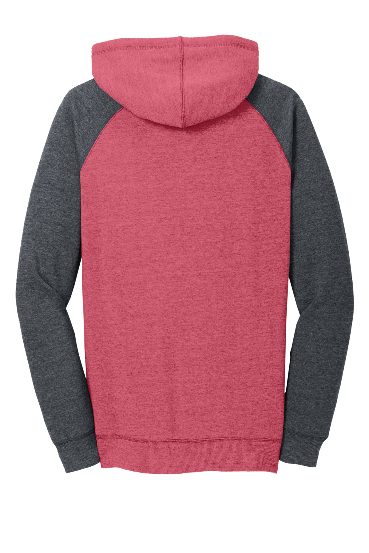 District Women's Lightweight Fleece Raglan Hoodie Heathered Varsity Style
