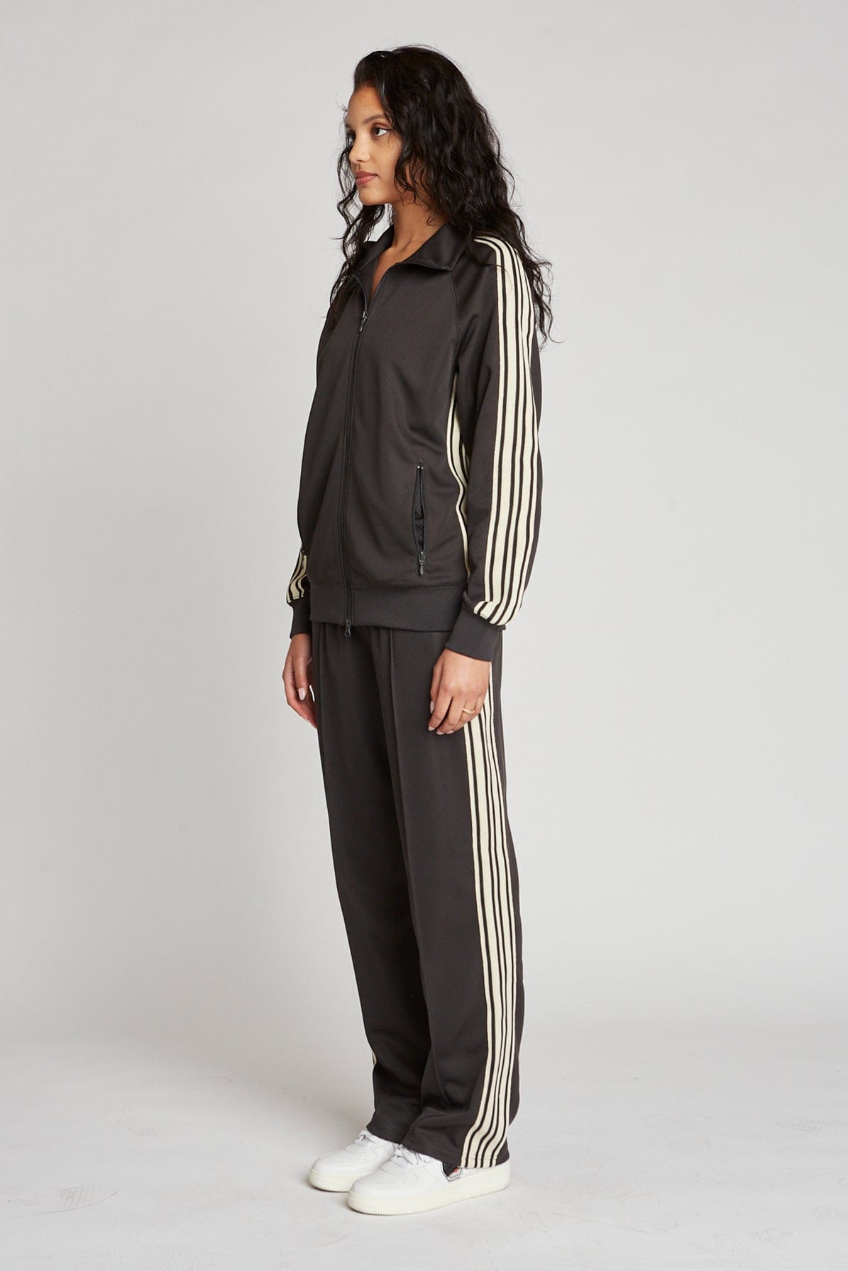Premium Heavyweight Polyester Track Jacket with Custom Knit Taping and Two-Way Zipper