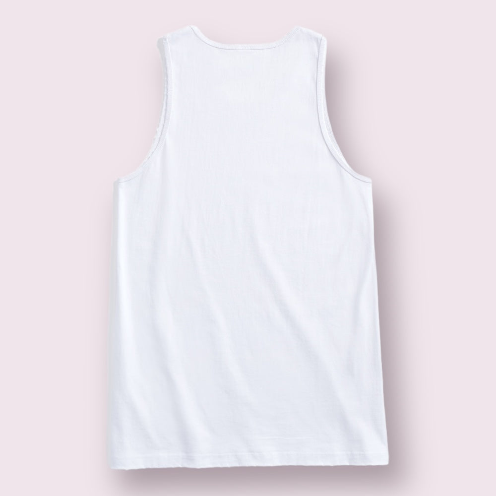 Hand Distressed Heavyweight Cotton Tank Top Reactive Dyed Tear-Away Label