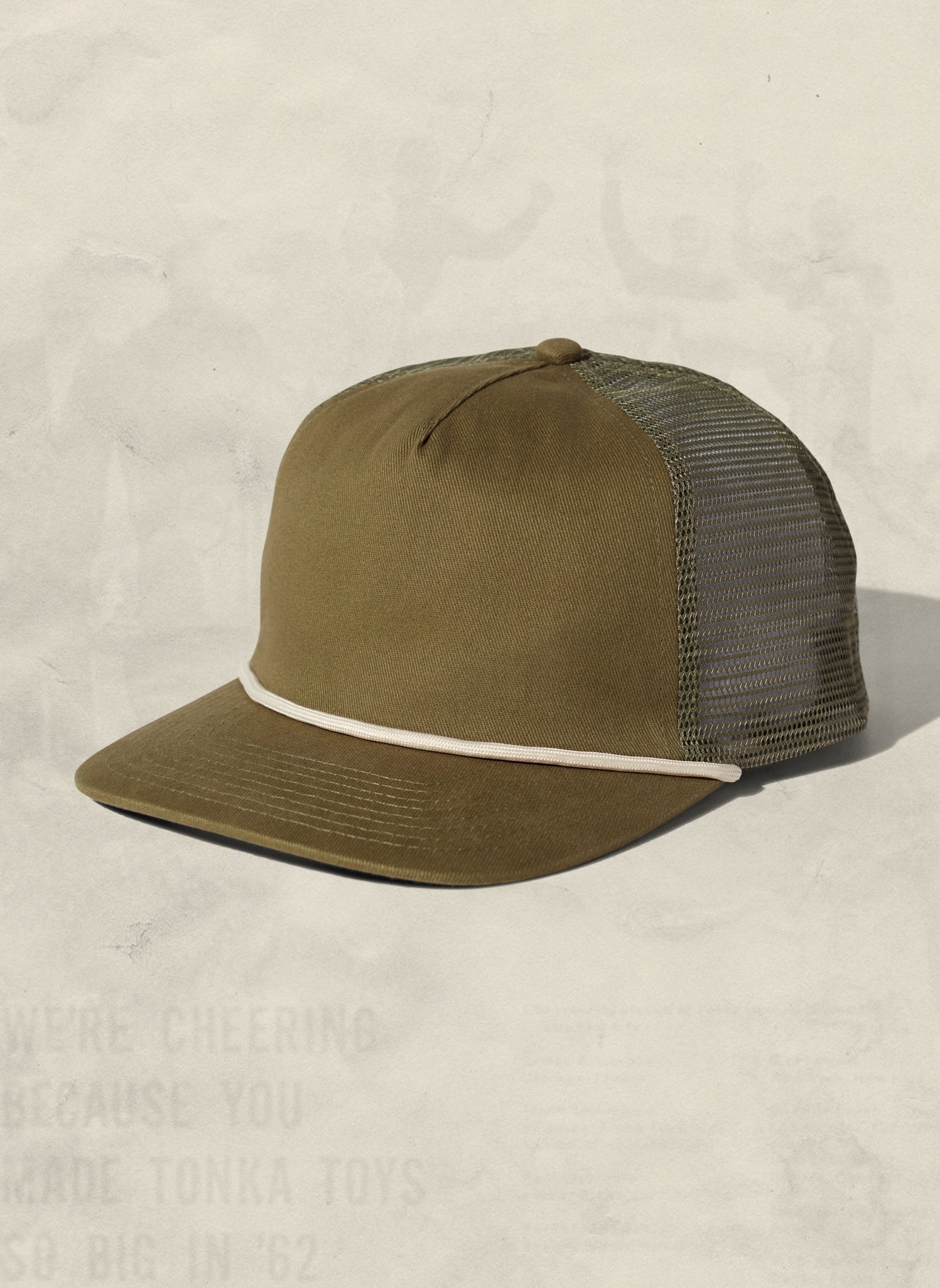 Brushed Cotton Rope Trucker Hat with Curved Brim Snapback