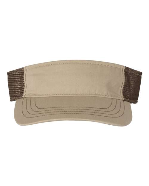 Richardson 712 Trucker Visor Khaki/Coffee Adjustable Mesh Snapback Pre-Curved Contrast-Stitch