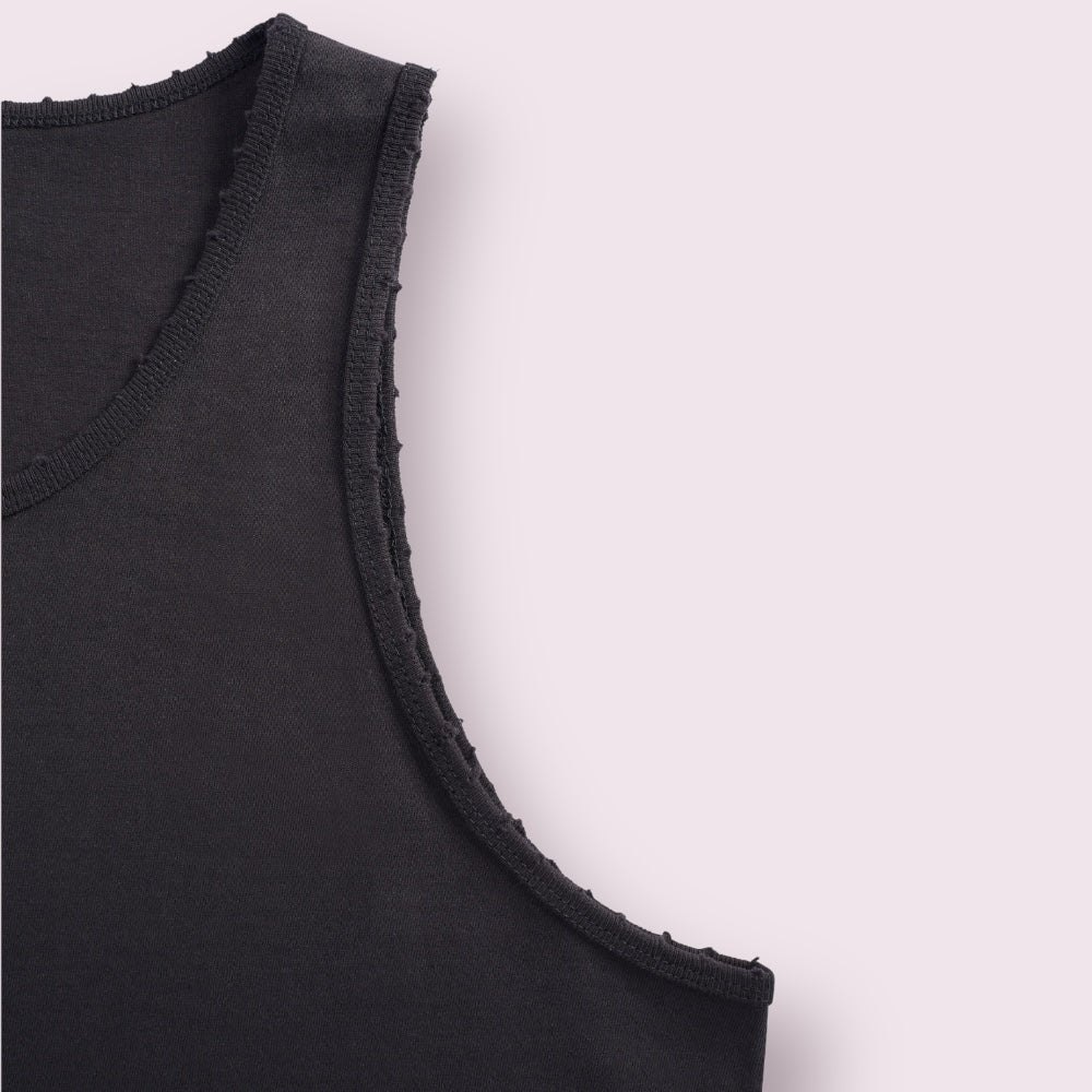 Hand Distressed Heavyweight Cotton Tank Top Reactive Dyed Tear-Away Label