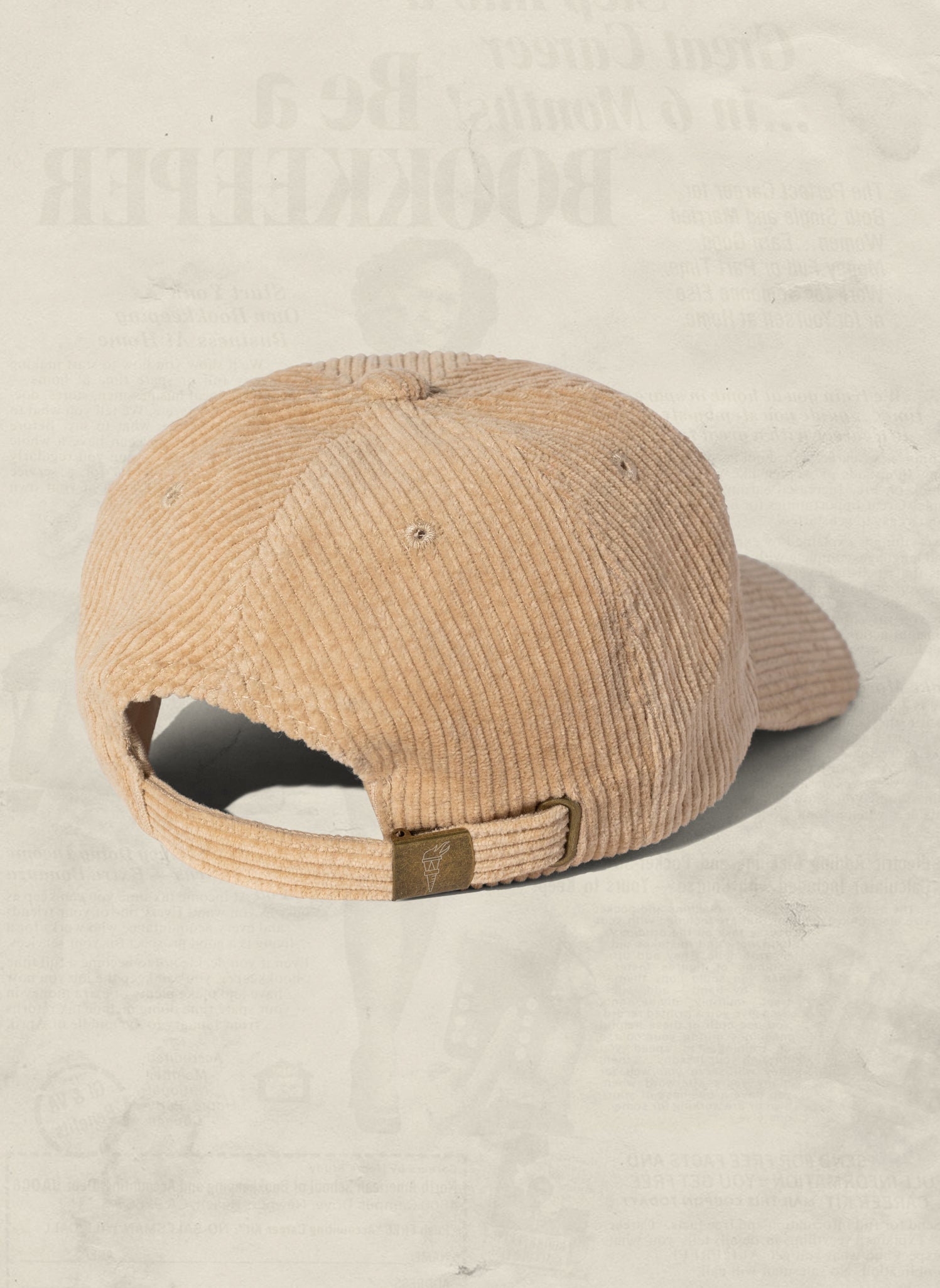 Corduroy Unstructured Dad Hat with Curved Brim and Brass Clasp