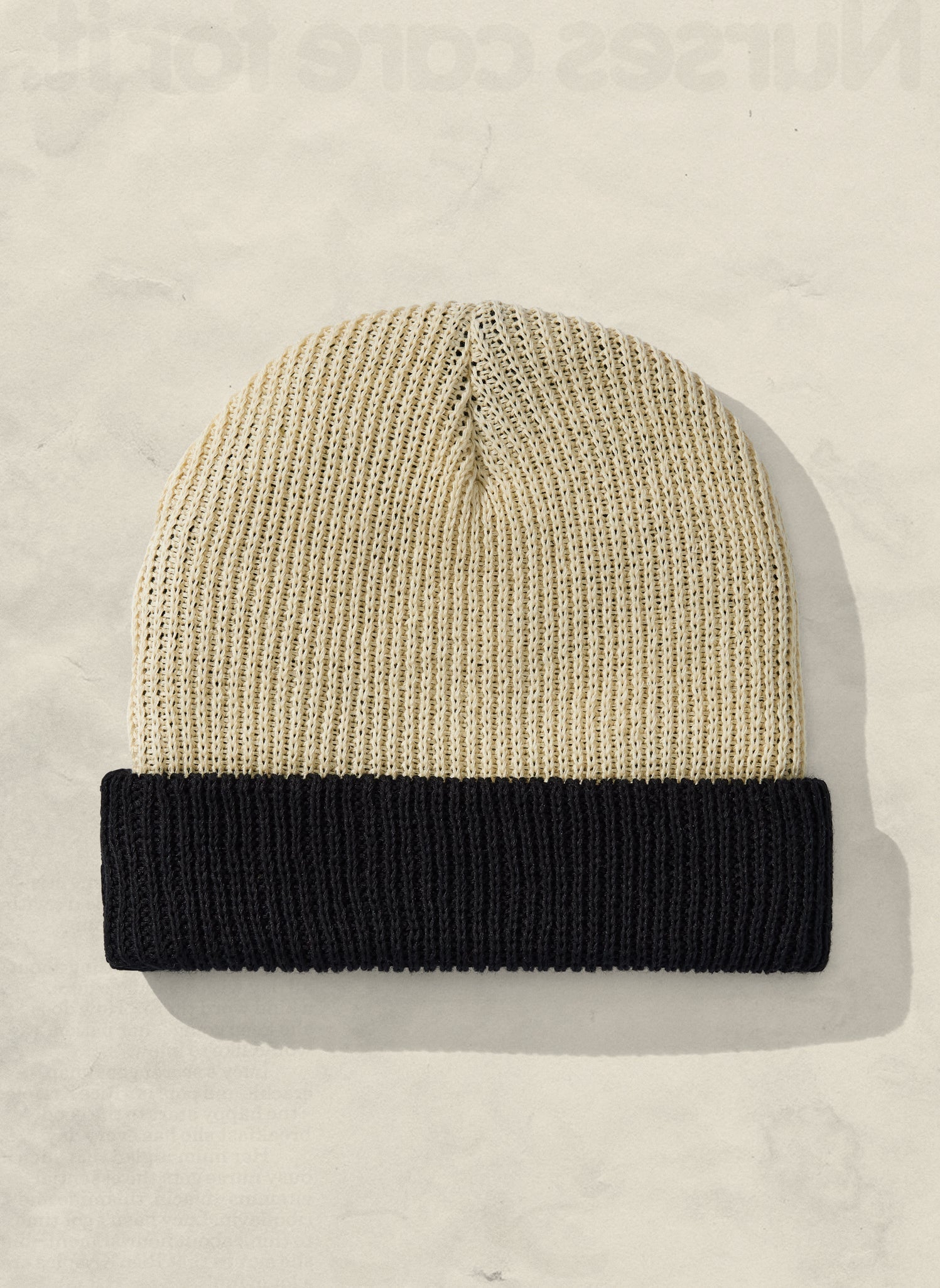 Two-Tone Ramie Cotton Slacker Beanie Ribbed Knit Warmth