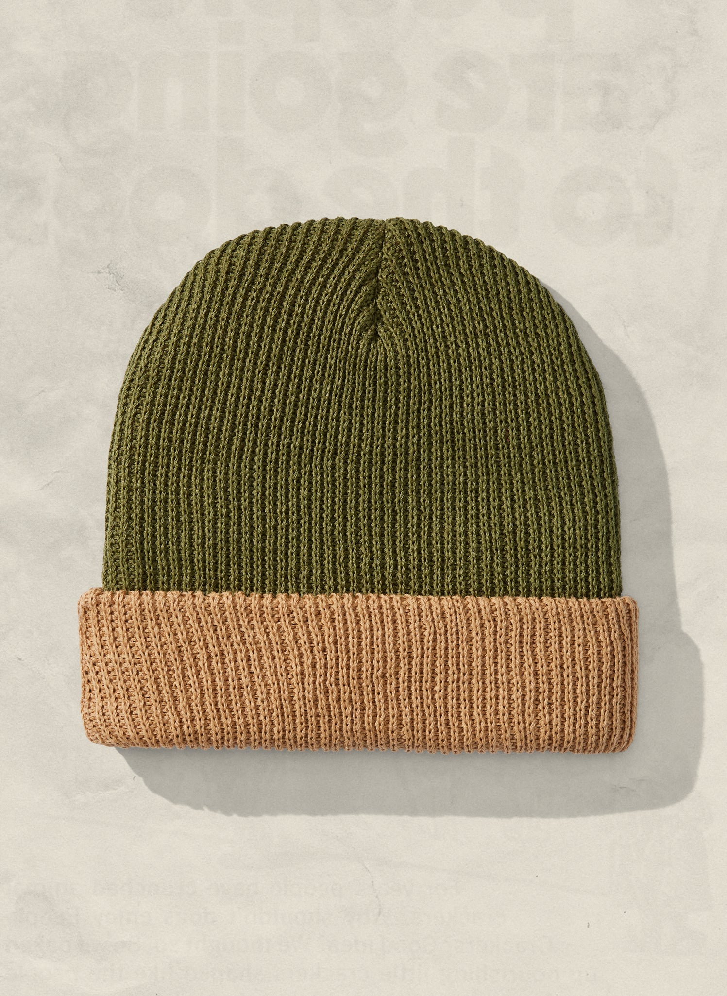 Two-Tone Ramie Cotton Slacker Beanie Ribbed Knit Warmth