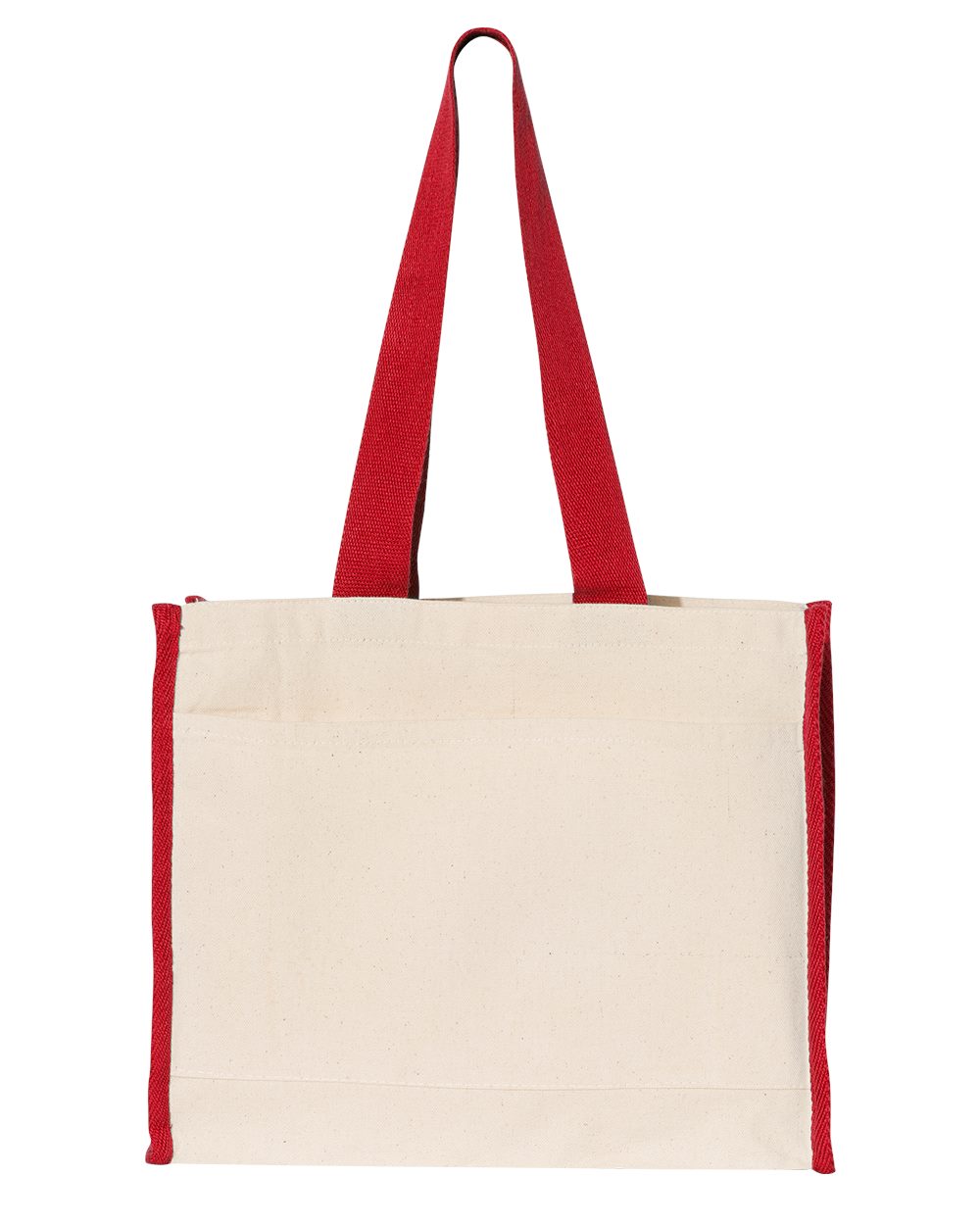 Q-Tees 14L Canvas Tote Bag with Contrast Handles, Front Pocket