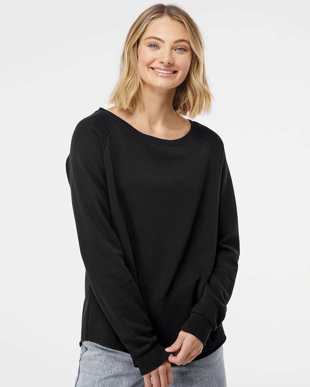 Women's California Wave Wash Crewneck Sweatshirt Soft Raglan Fleece