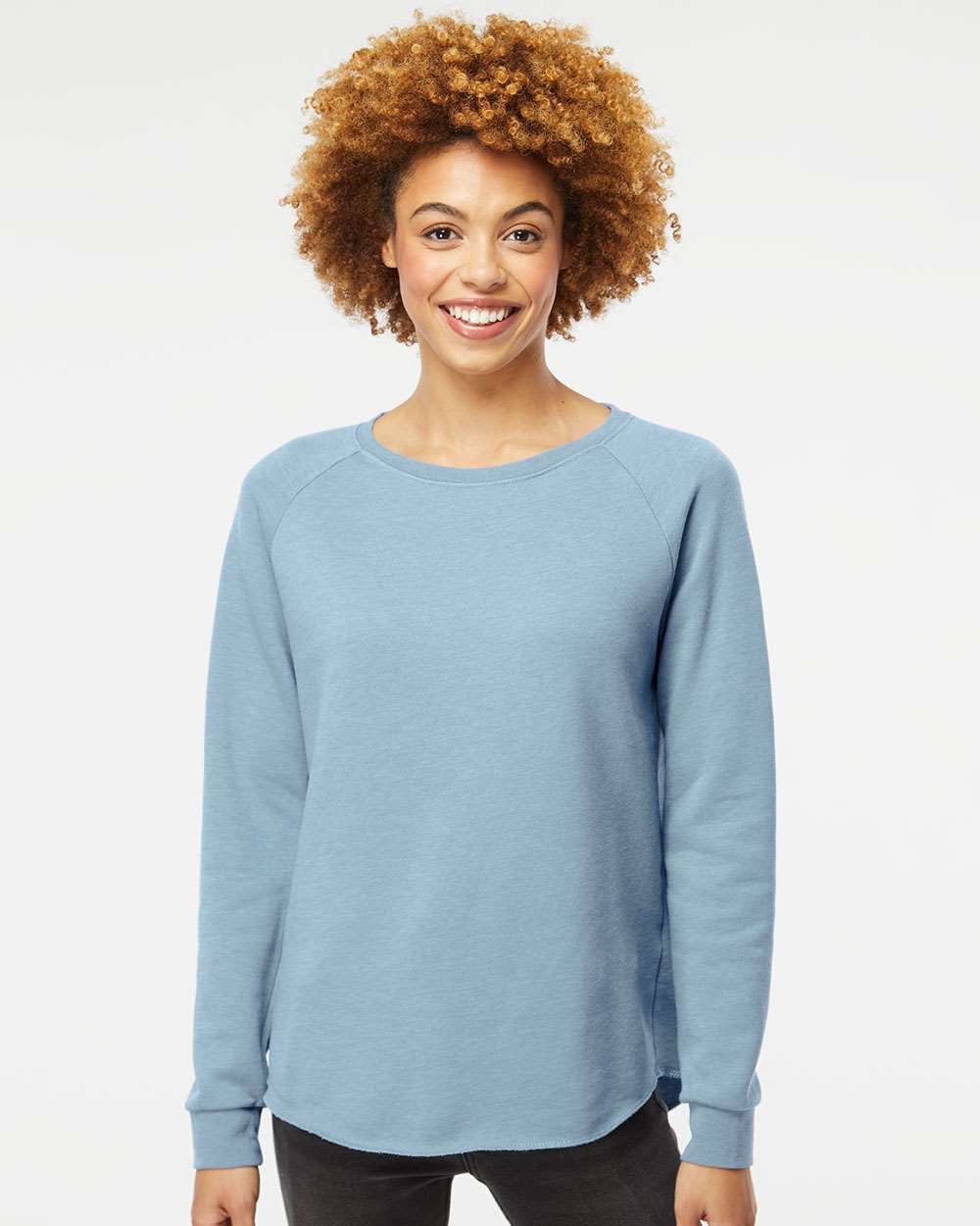 Women's California Wave Wash Crewneck Sweatshirt Soft Raglan Fleece
