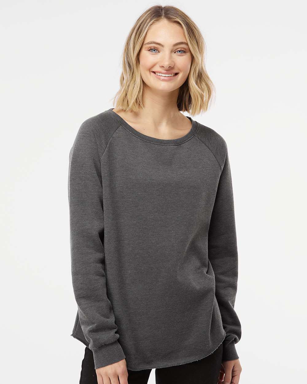 Women's California Wave Wash Crewneck Sweatshirt Soft Raglan Fleece