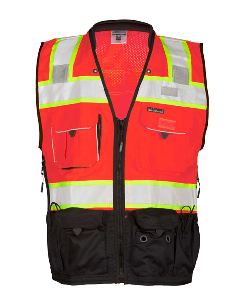 Kishigo Premium Black Series High-Visibility Surveyor Vest with Pockets and Reflective Tape