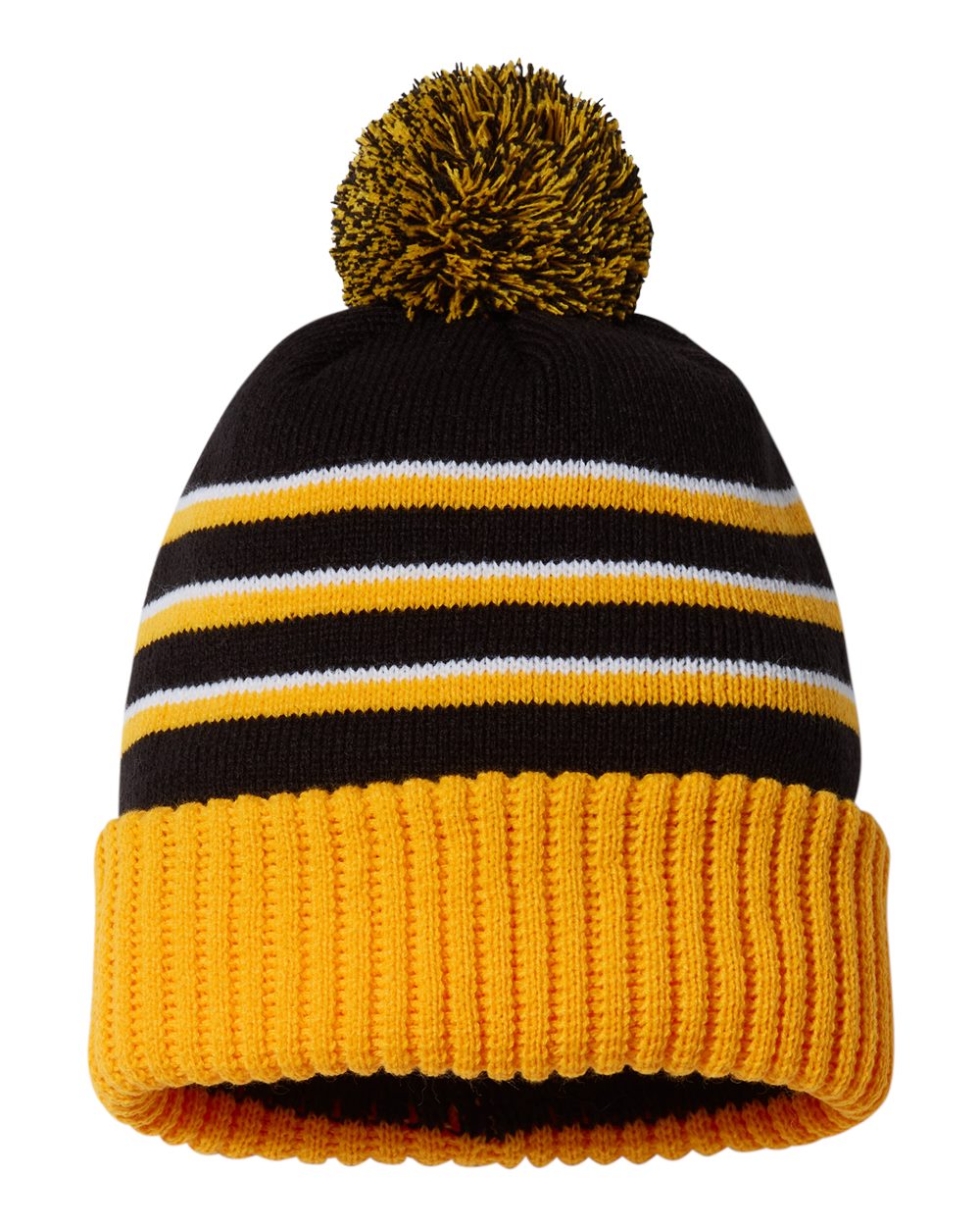 Richardson Pom-Cuffed Knit Beanie with Pom-Pom and Solid Cuff