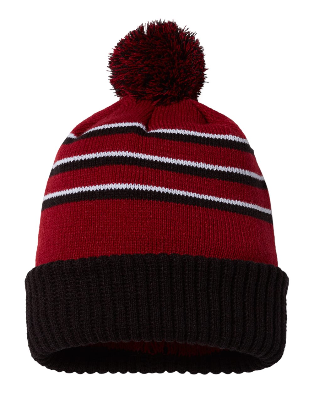Richardson Pom-Cuffed Knit Beanie with Pom-Pom and Solid Cuff