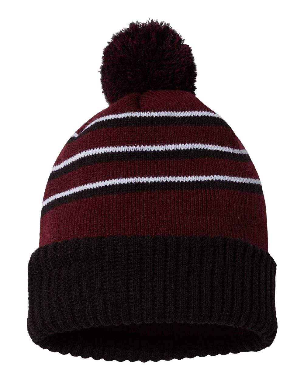 Richardson Pom-Cuffed Knit Beanie with Pom-Pom and Solid Cuff