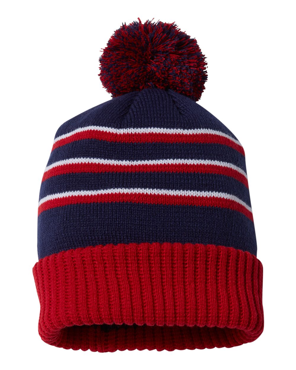 Richardson Pom-Cuffed Knit Beanie with Pom-Pom and Solid Cuff