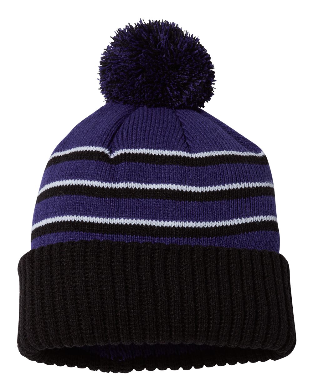 Richardson Pom-Cuffed Knit Beanie with Pom-Pom and Solid Cuff