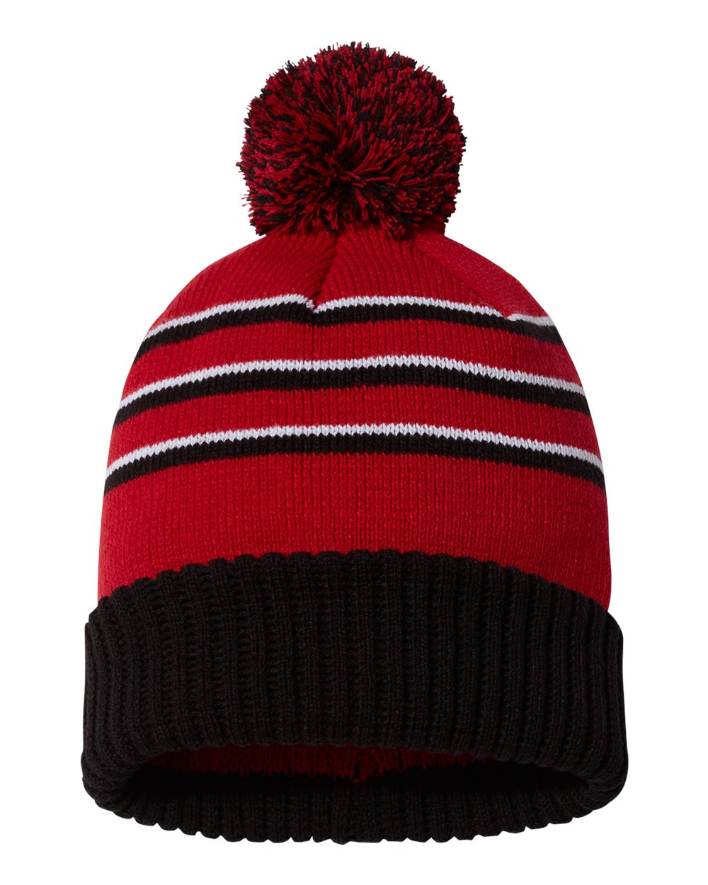 Richardson Pom-Cuffed Knit Beanie with Pom-Pom and Solid Cuff