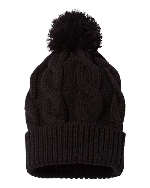 Richardson Chunk Twist Cuffed Beanie with Pom-Pom and Slouch