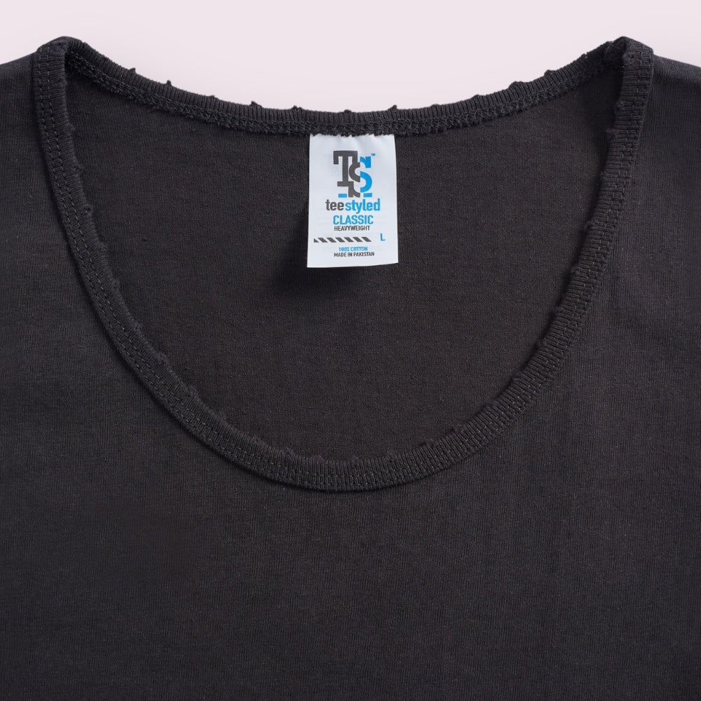 Hand Distressed Heavyweight Cotton Tank Top Reactive Dyed Tear-Away Label