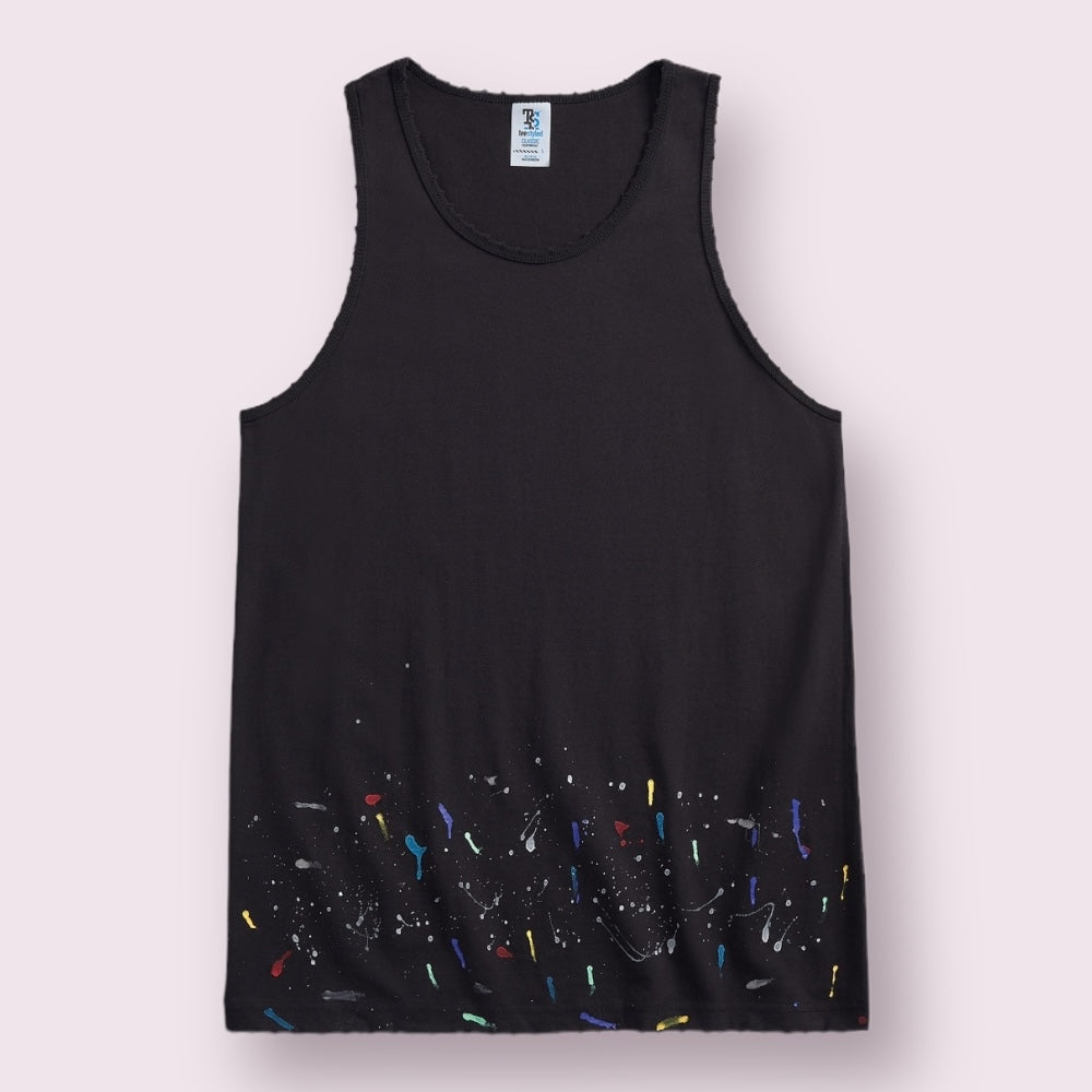 Hand-Painted Los Angeles Heavyweight Cotton Tank Top Paint Drips