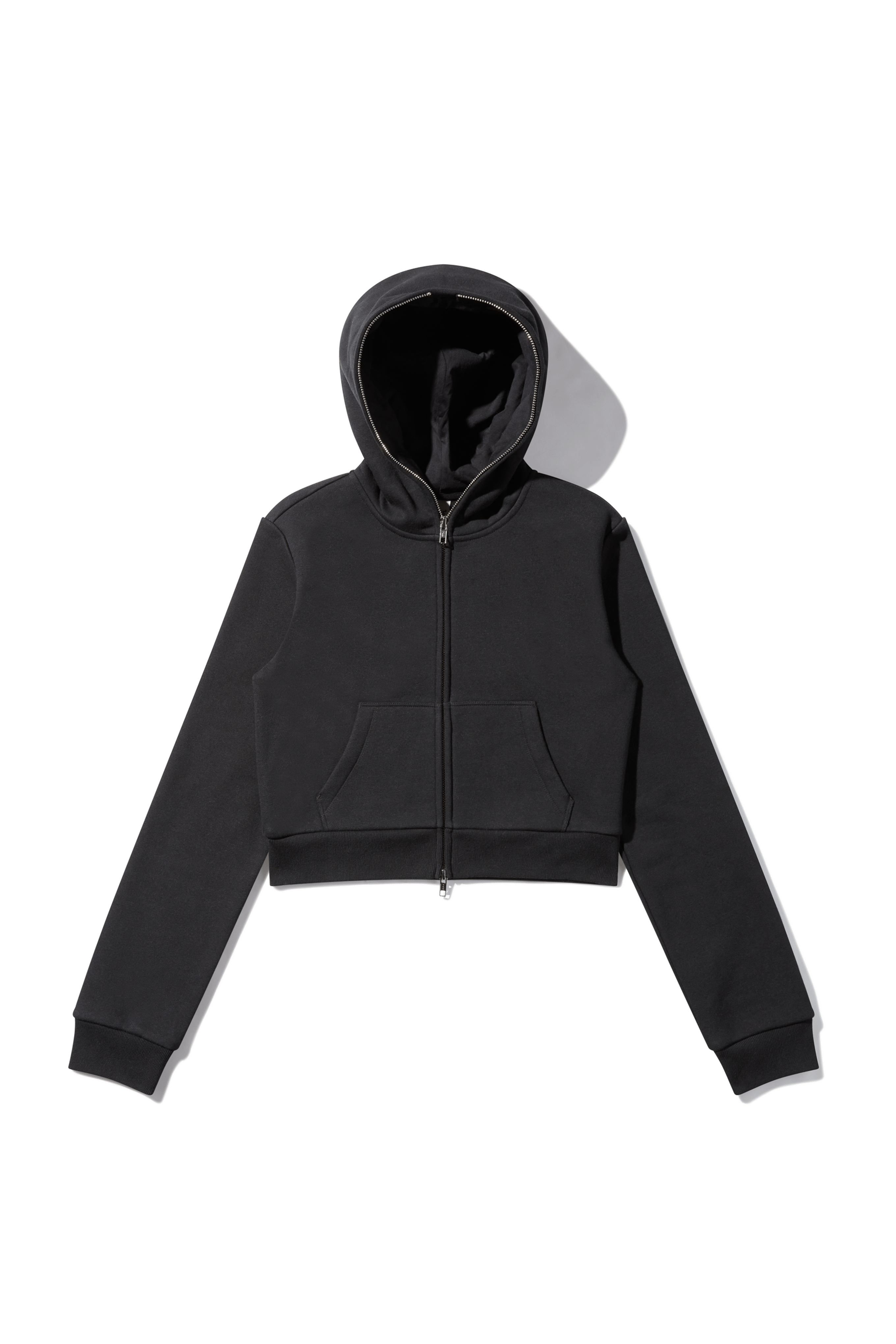 Phantom Black Cropped Full-Zip Body Bag Hoodie with YKK Zipper