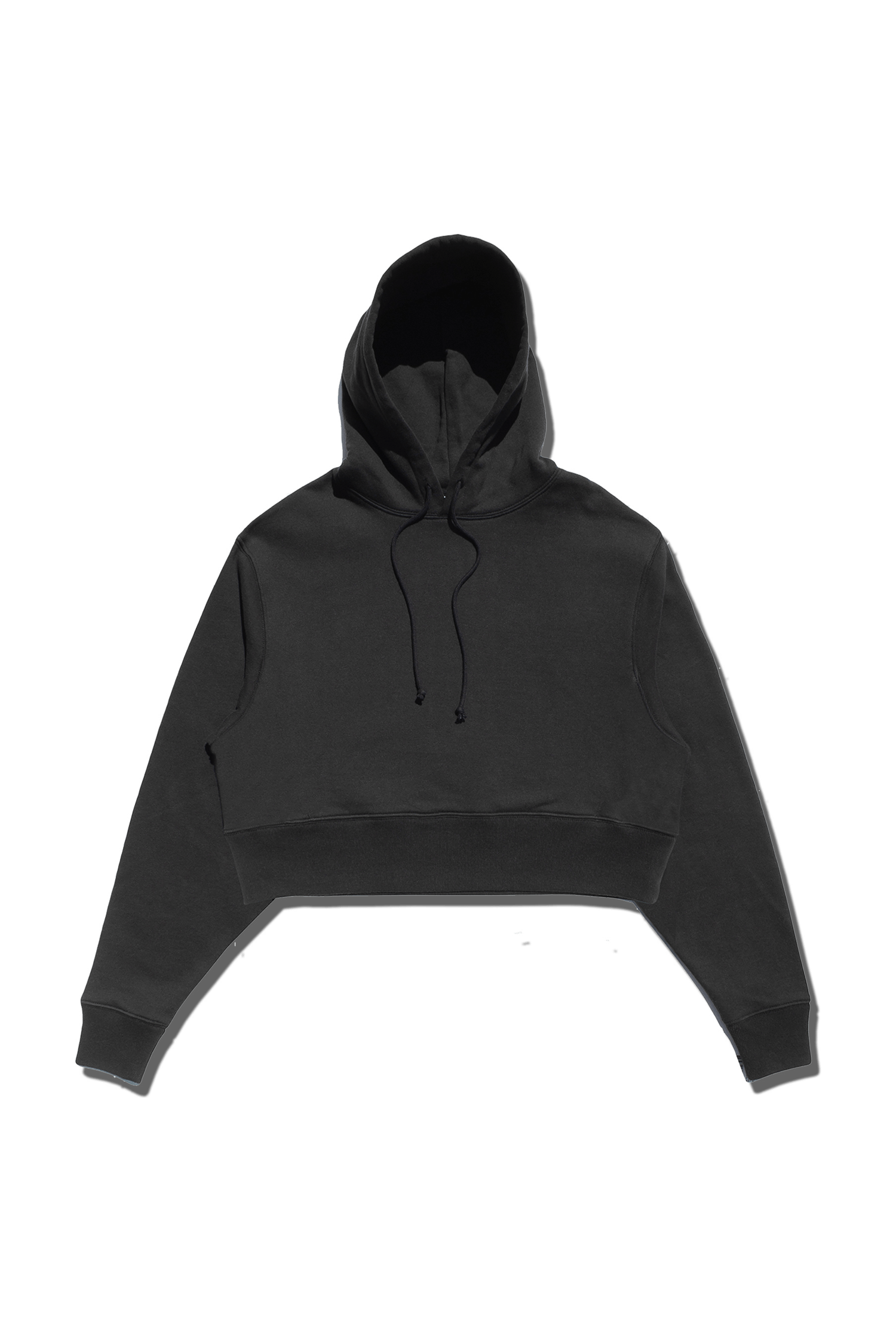 MADE Women's Cropped Hoodie Black 80/20 Cotton-Poly Fleece Ribbed