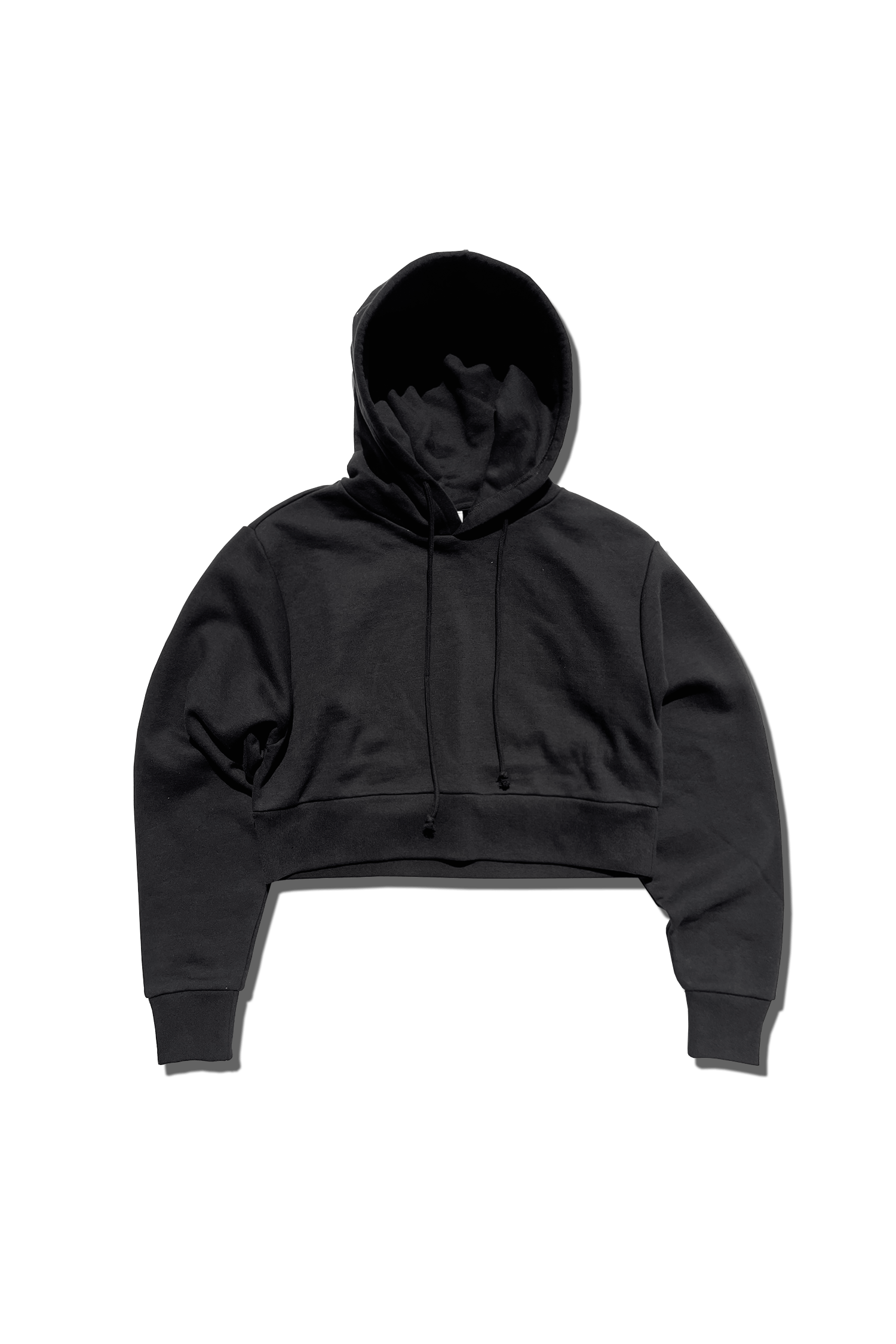 MADE Women's Cropped Hoodie Black 80/20 Cotton-Poly Fleece Ribbed