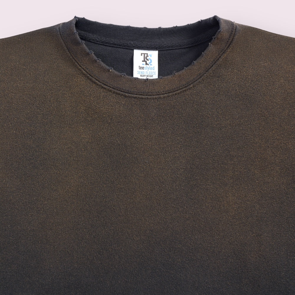 Heavyweight Sun Dried Crewneck Sweatshirt Distressed Angels Hand Sprayed LA