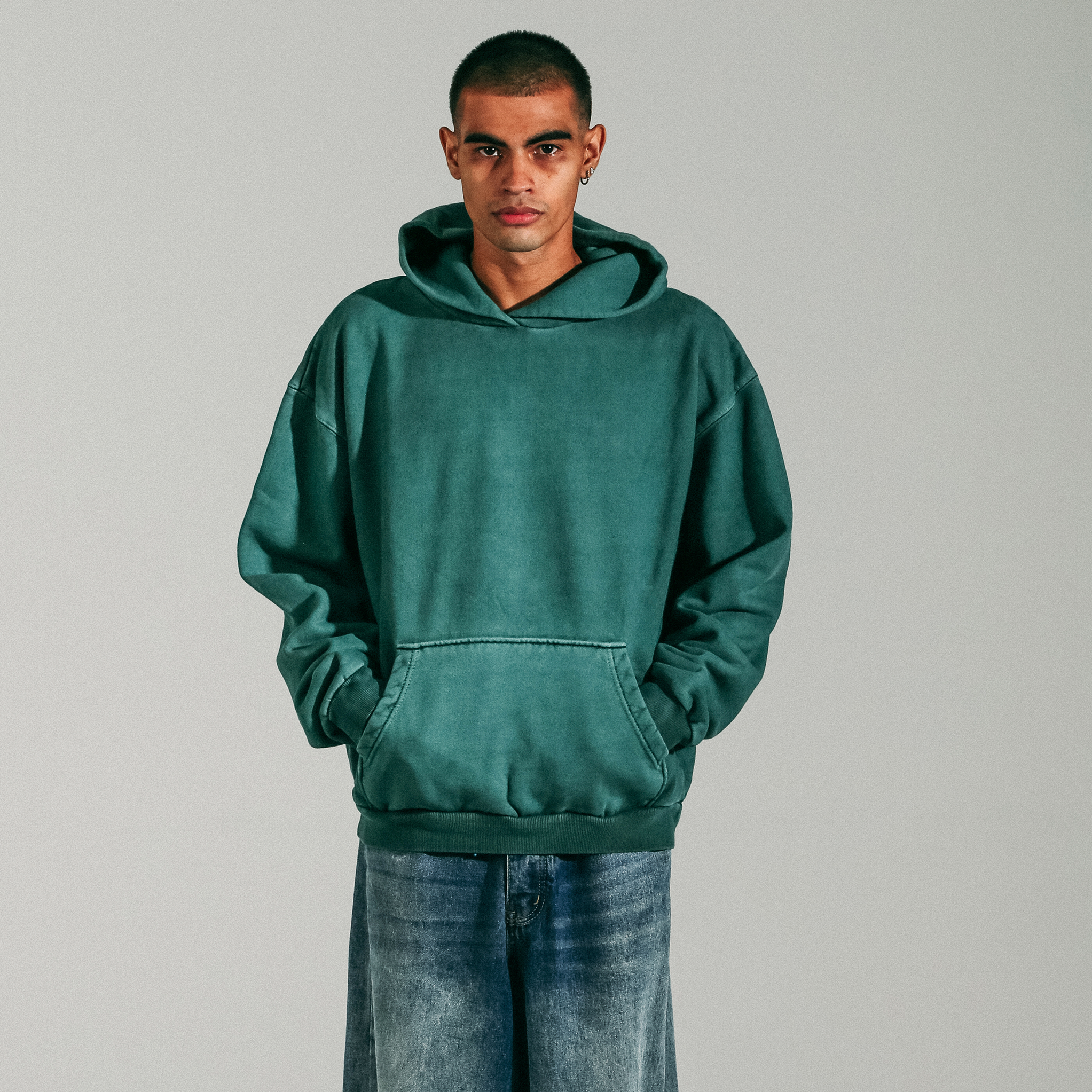 15oz Heavy Cotton Hoodie Oversized Drop-Shoulder Pigment-Dyed Fleece